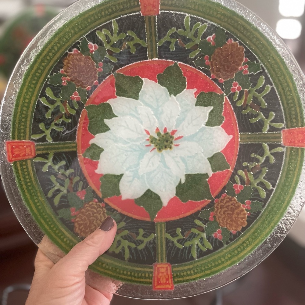 Peggy Karr glass poinsettia bowl